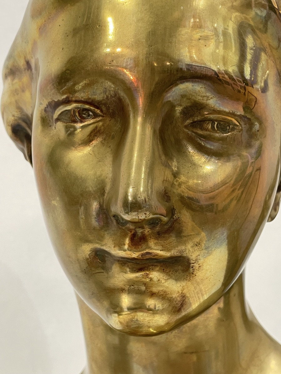Gilded Bronze Bust Of A Woman - 20th Century-photo-3