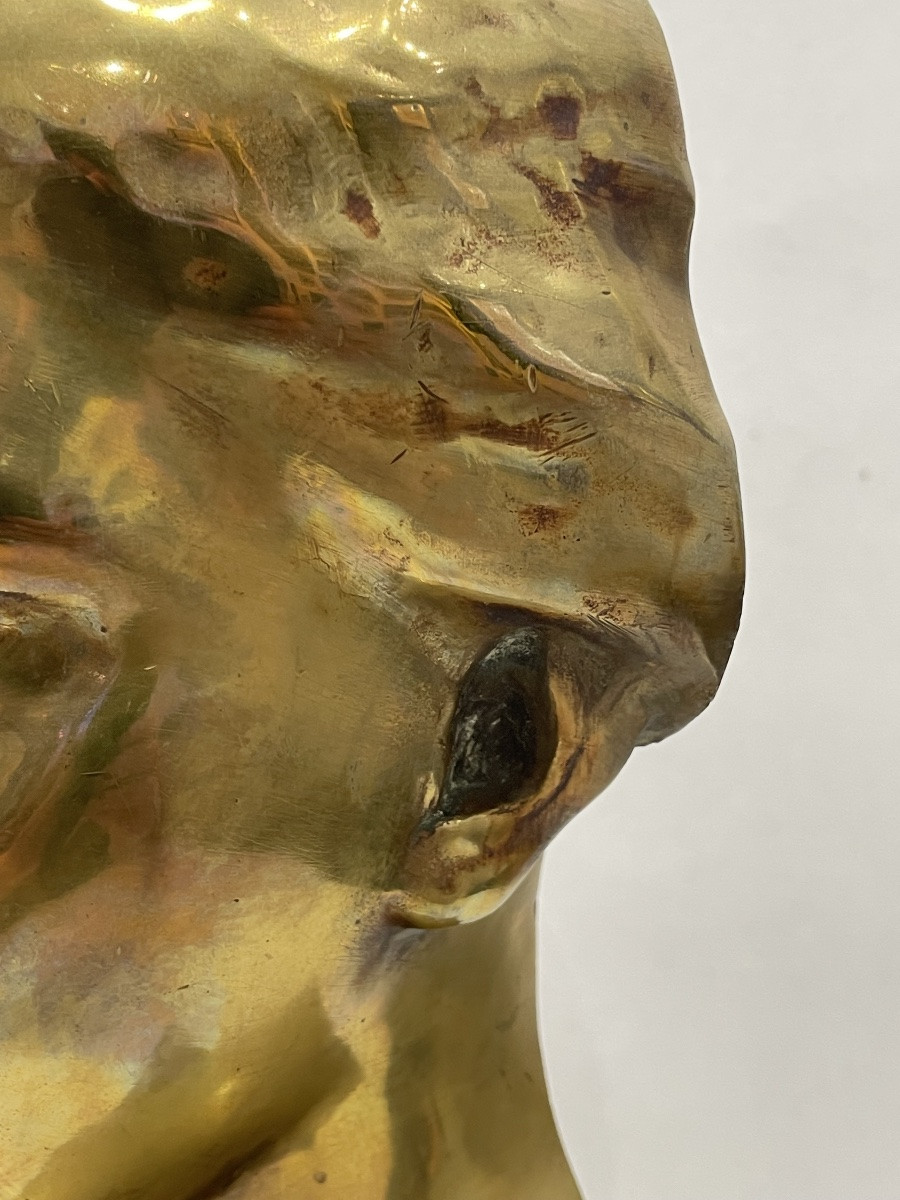 Gilded Bronze Bust Of A Woman - 20th Century-photo-4