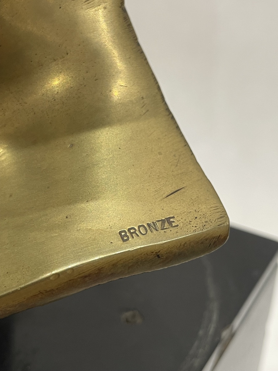 Gilded Bronze Bust Of A Woman - 20th Century-photo-5