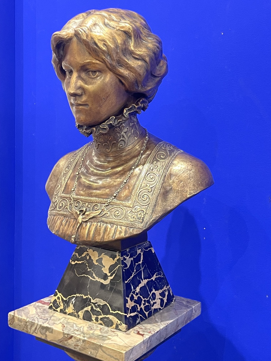 Bronze Bust Of Sarah Bernhardt. Second Half Of The 19th Century -photo-2