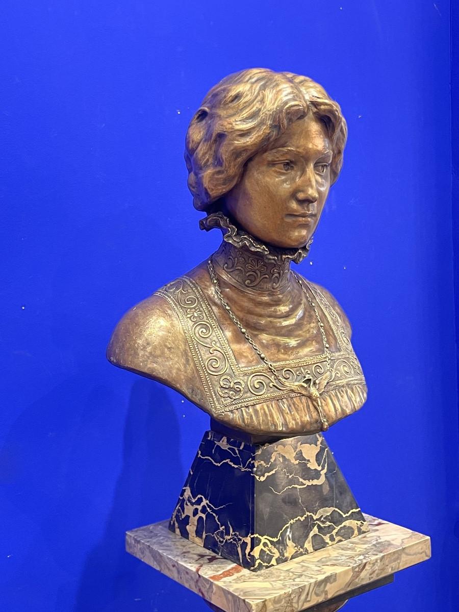 Bronze Bust Of Sarah Bernhardt. Second Half Of The 19th Century -photo-3