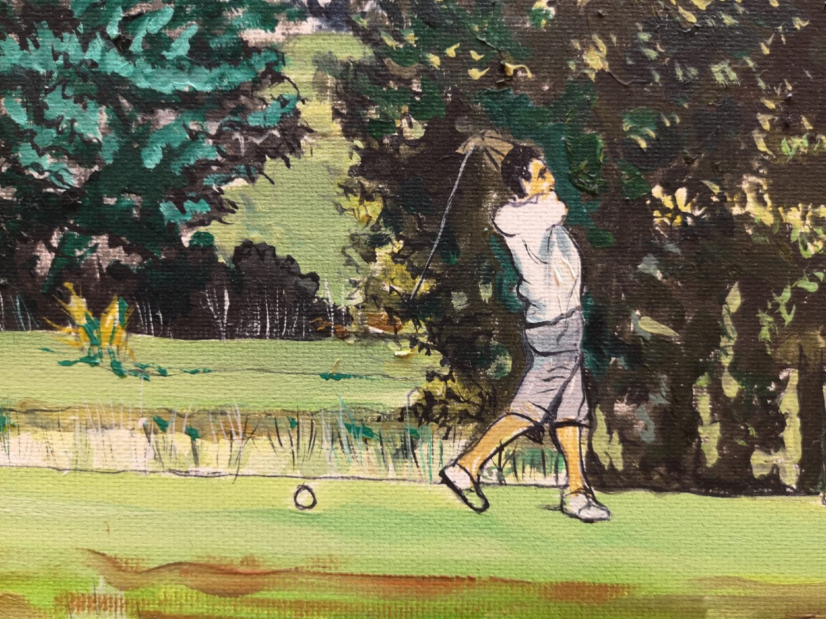 PEYRANNE Rémy ( 1935 - 2018) les golfeurs - tableau huile - peintre toulousain -photo-3