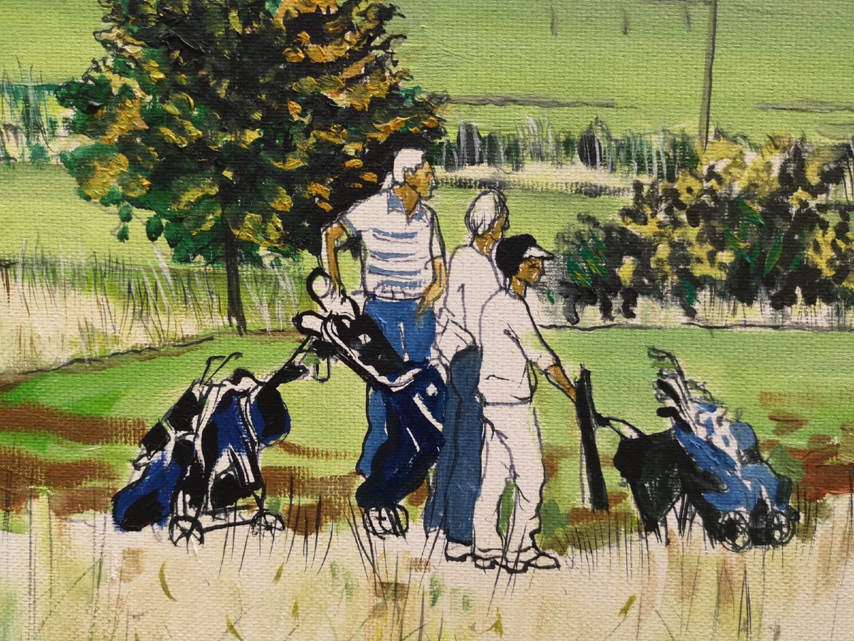 PEYRANNE Rémy ( 1935 - 2018) les golfeurs - tableau huile - peintre toulousain -photo-2