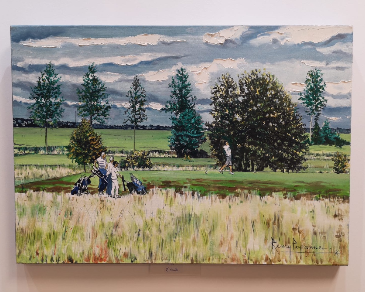 PEYRANNE Rémy ( 1935 - 2018) les golfeurs - tableau huile - peintre toulousain 