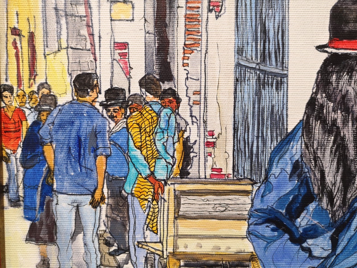 Rémy PEYRANNE ( 1935 - 2018 ) Scène animée à Popayan - tableau huile sur toile -photo-2