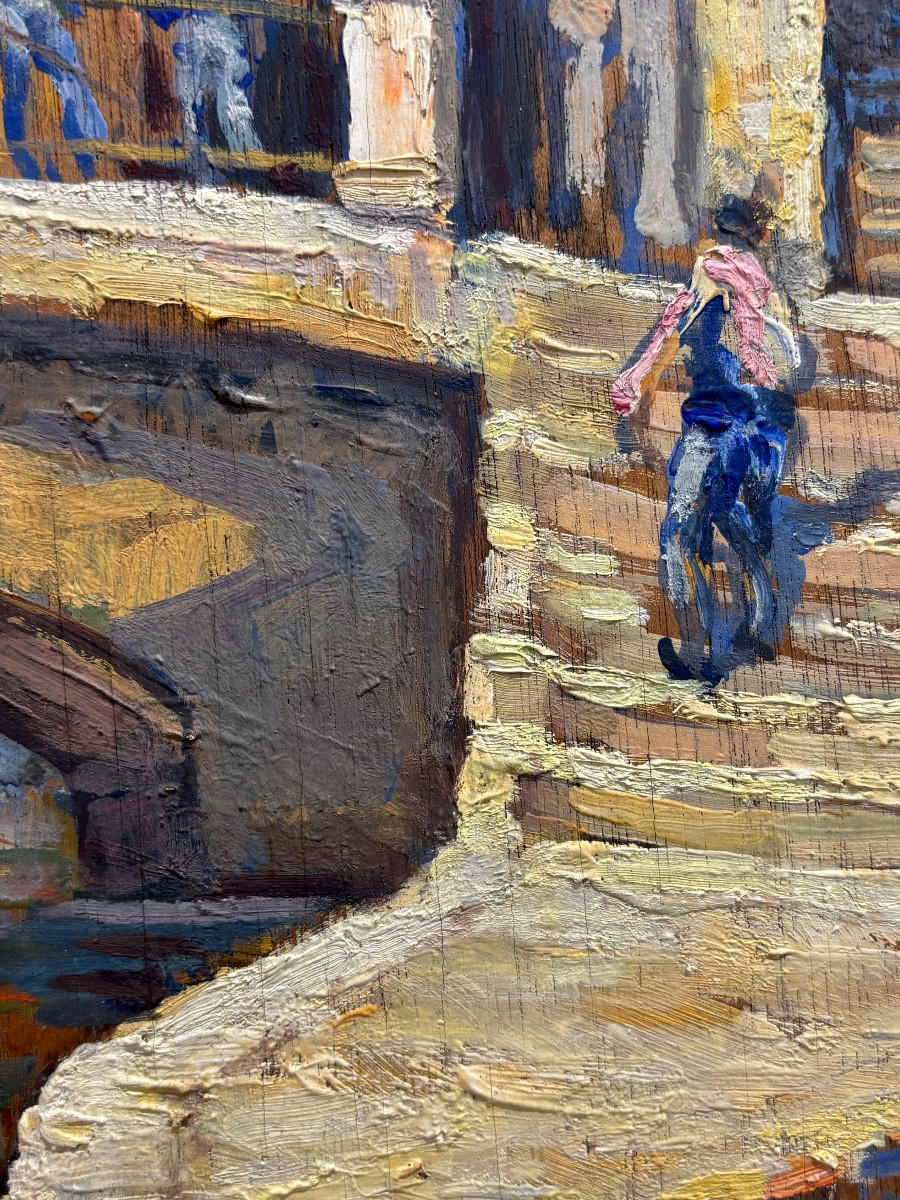 Ferdinand OLIVIER ( 1873 - 1957) - Pont à Martigues - tableau huile lumière Provence -photo-6