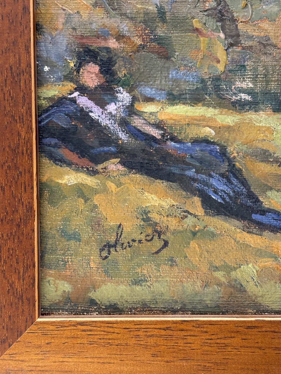 Ferdinand OLIVIER ( 1873 - 1957) les Cyprès 1922 - tableau Huile sur toile Provence -photo-2