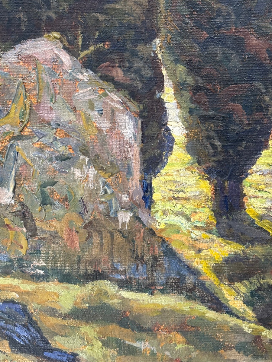 Ferdinand OLIVIER ( 1873 - 1957) les Cyprès 1922 - tableau Huile sur toile Provence -photo-3