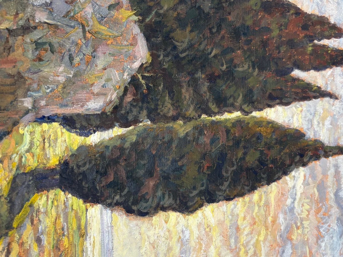 Ferdinand OLIVIER ( 1873 - 1957) les Cyprès 1922 - tableau Huile sur toile Provence -photo-1