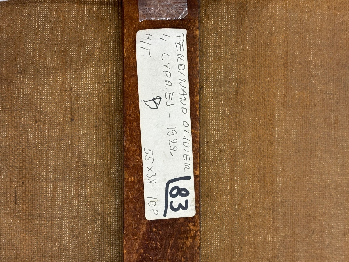 Ferdinand OLIVIER ( 1873 - 1957) les Cyprès 1922 - tableau Huile sur toile Provence -photo-2