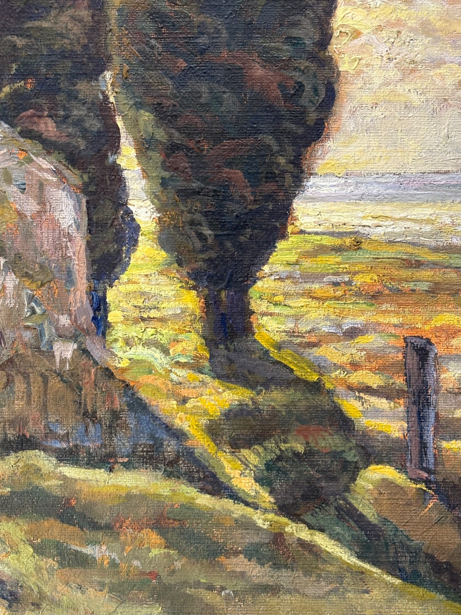 Ferdinand OLIVIER ( 1873 - 1957) les Cyprès 1922 - tableau Huile sur toile Provence -photo-5