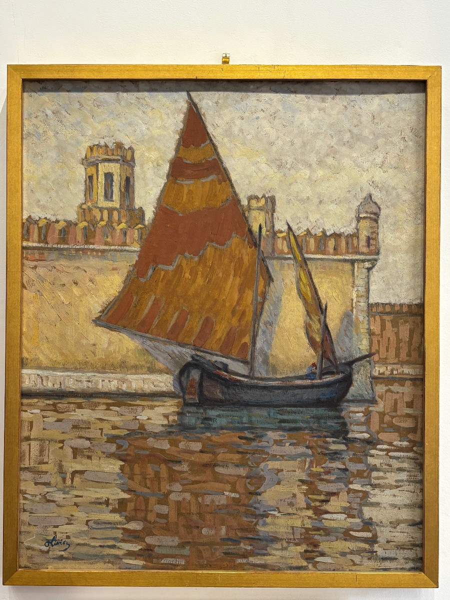 Ferdinand OLIVIER ( 1873 - 1957) Vue de Venise 1913 - tableau Huile Italie -photo-2