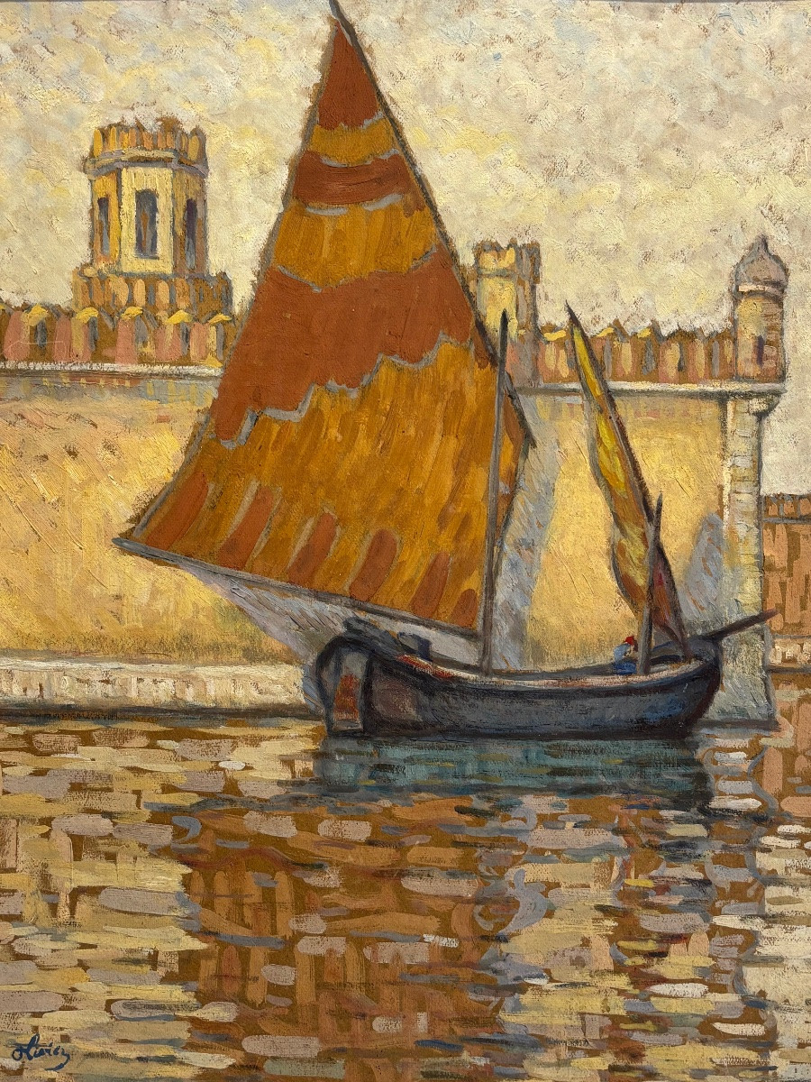Ferdinand OLIVIER ( 1873 - 1957) Vue de Venise 1913 - tableau Huile Italie -photo-3