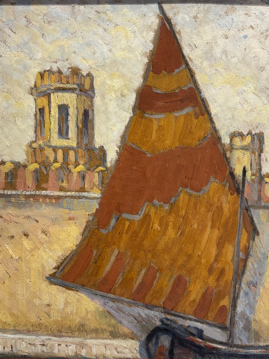 Ferdinand OLIVIER ( 1873 - 1957) Vue de Venise 1913 - tableau Huile Italie -photo-6