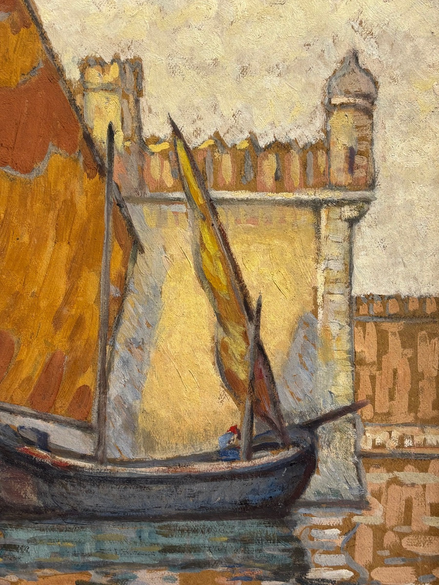 Ferdinand OLIVIER ( 1873 - 1957) Vue de Venise 1913 - tableau Huile Italie -photo-7