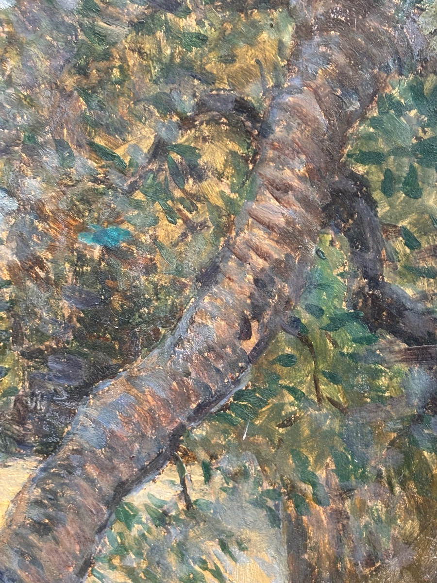 Ferdinand Olivier ( 1873 - 1957) Sunset - Oil On Canvas Pointillism-photo-4