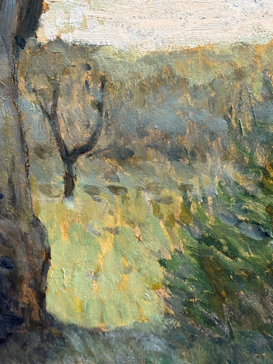 Ferdinand Olivier ( 1873 - 1957) Sunset - Oil On Canvas Pointillism-photo-8