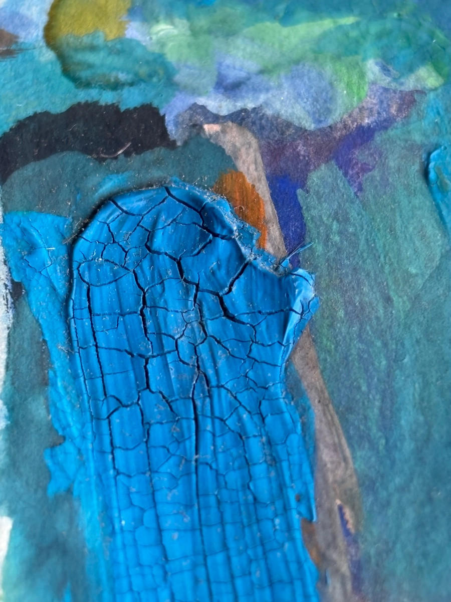 Chafik ABBOUD ( 1926 - 2004 ) tableau gouache art moderne -photo-3