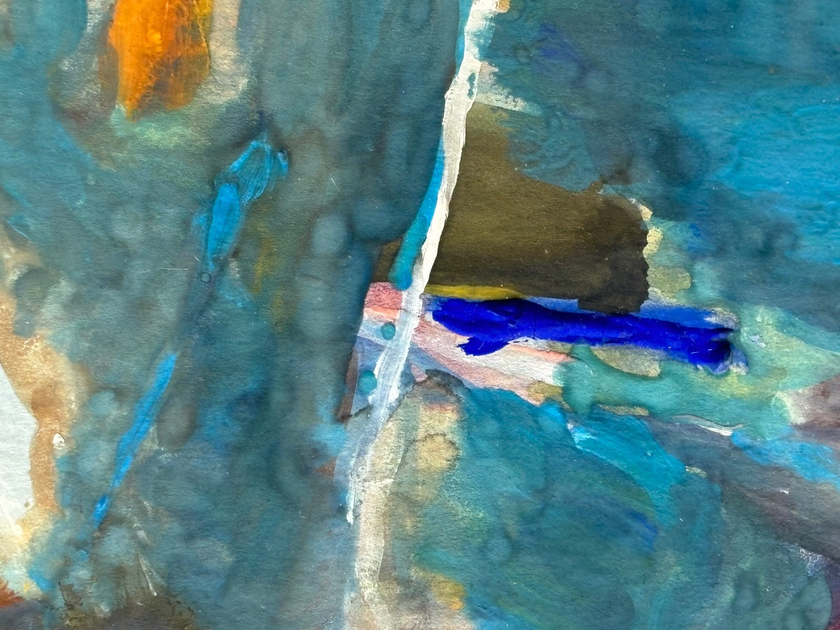 Chafik ABBOUD ( 1926 - 2004 ) tableau gouache art moderne -photo-3