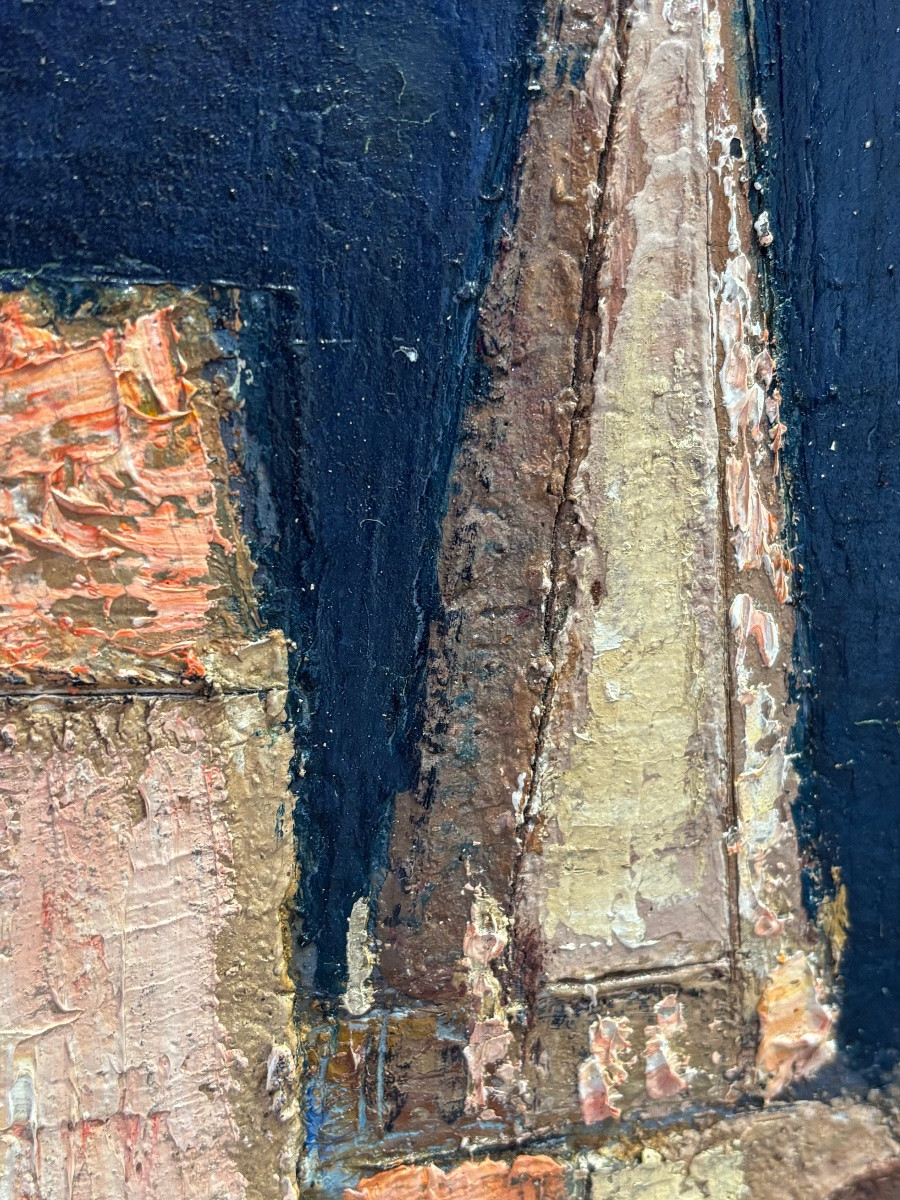 Jean - Pierre Floch ( 1937 - 2015) View Of A Village - Oil Painting-photo-2