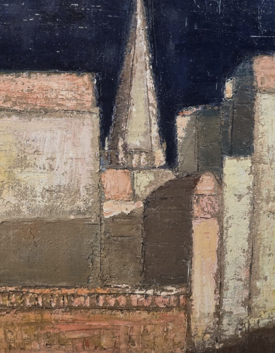 Jean - Pierre Floch ( 1937 - 2015) View Of A Village - Oil Painting-photo-6