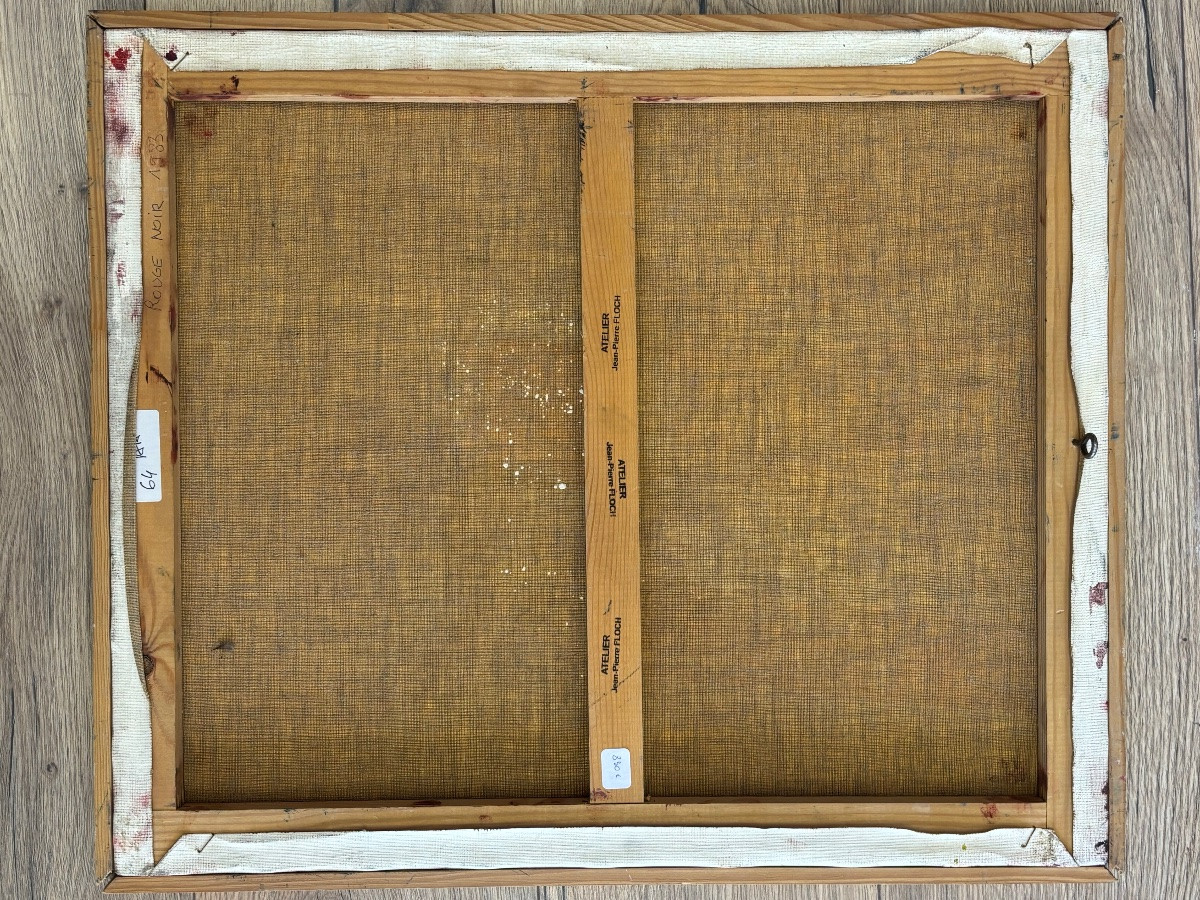 Jean - Pierre Floch ( 1937 - 2015) Painting Abstract Composition Red And Black-photo-5