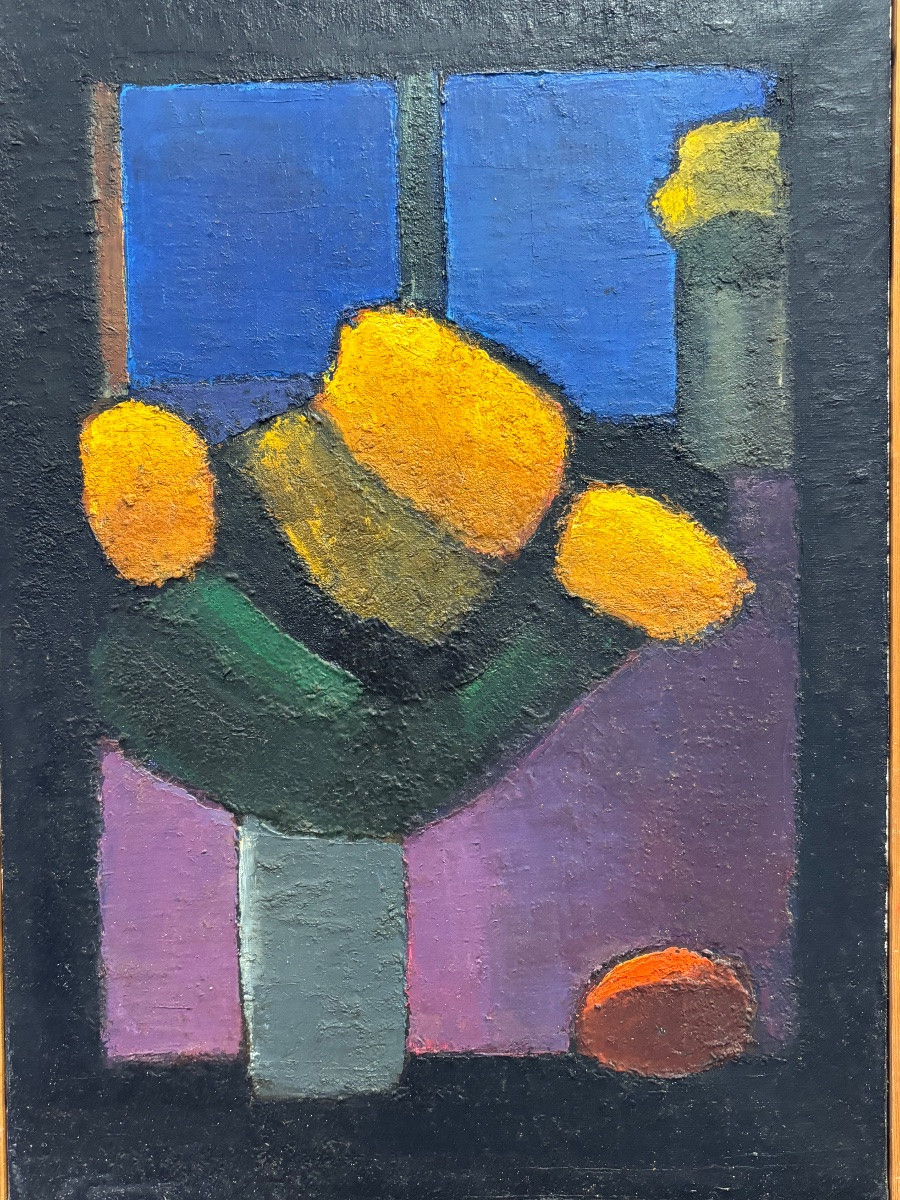 Jean Pierre Floch ( 1937 - 2015) Yellow Flowers - Oil On Canvas 1978-photo-2