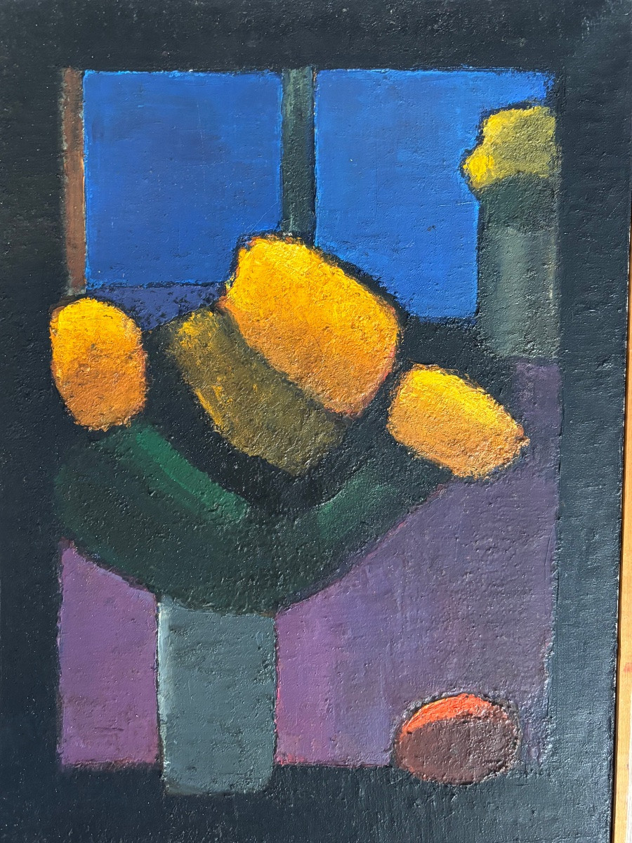 Jean Pierre Floch ( 1937 - 2015) Yellow Flowers - Oil On Canvas 1978-photo-3