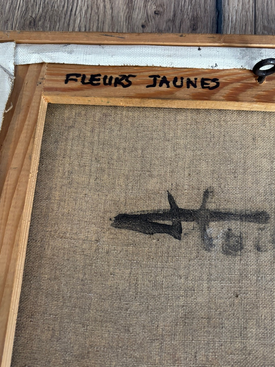 Jean Pierre Floch ( 1937 - 2015) Yellow Flowers - Oil On Canvas 1978-photo-3