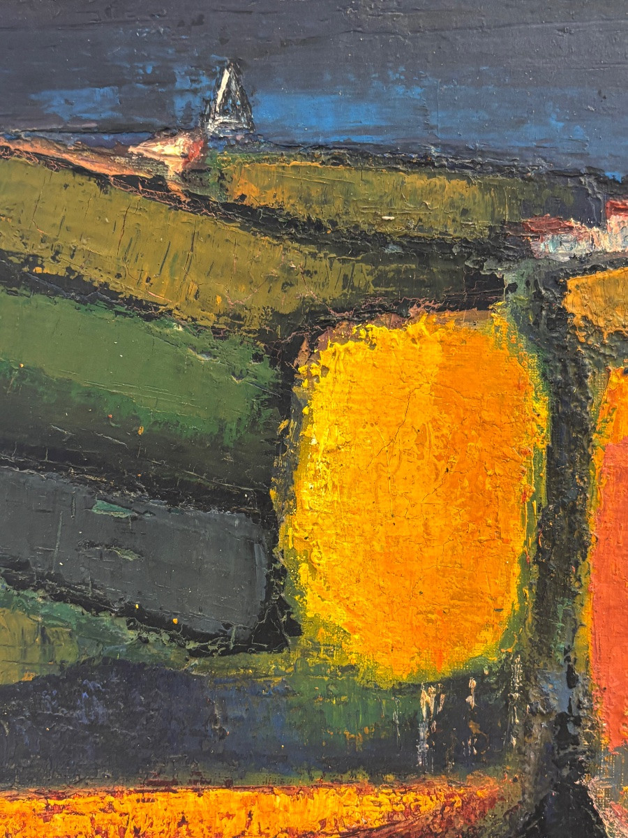 Jean Pierre Floch (1937 - 2015) Landscape Painting - Marignac Lasclares - Oil On Canvas 1978-photo-3