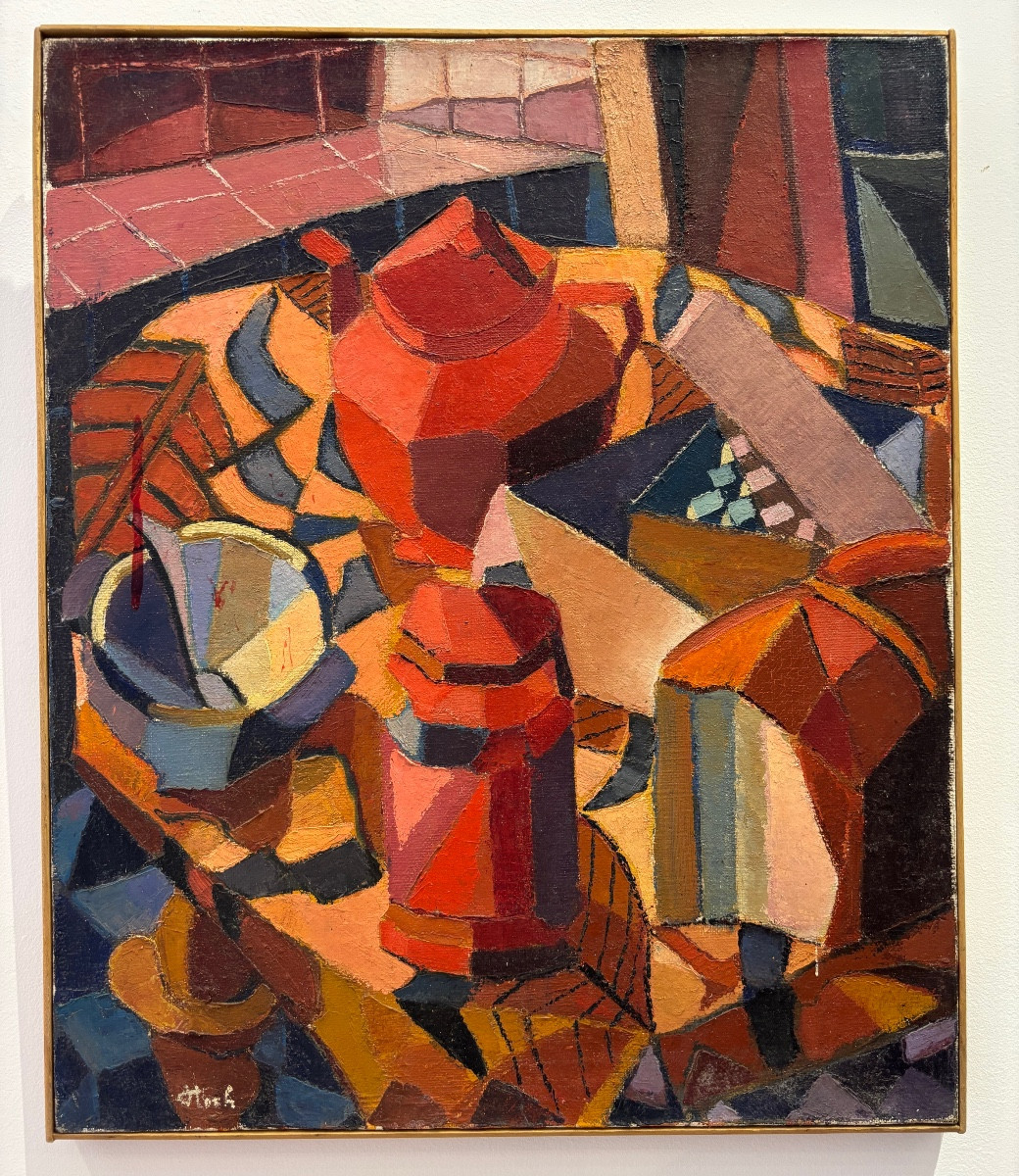 Jean Pierre Floch ( 1937 - 2015) Still Life With Red Pots - Painting - Oil On Canvas
