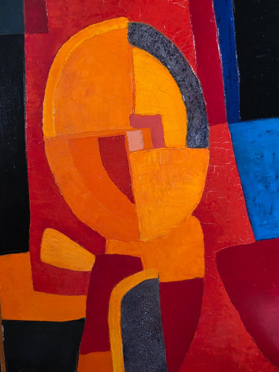 Oil Painting Abstract Composition Cubism Signed Jean-pierre Floch (1937-2015)-photo-3