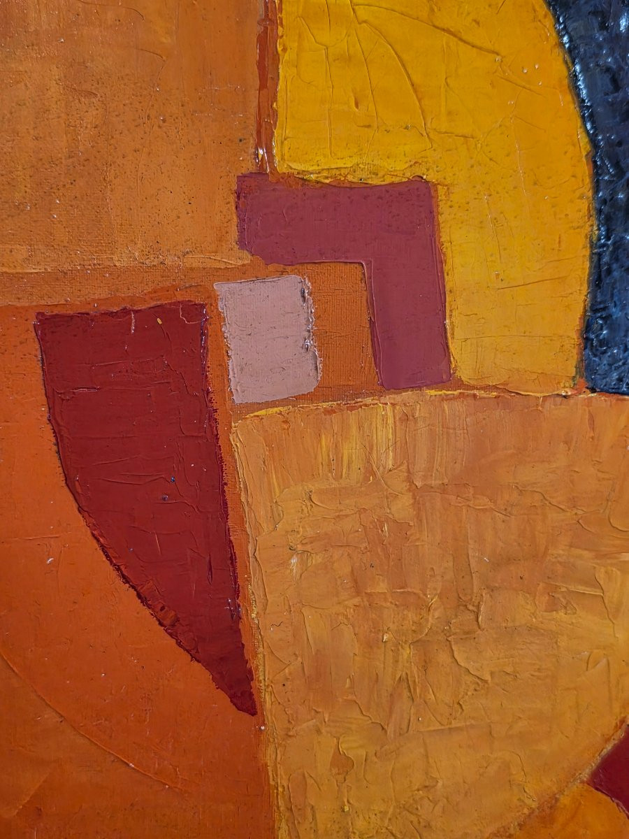 Oil Painting Abstract Composition Cubism Signed Jean-pierre Floch (1937-2015)-photo-4