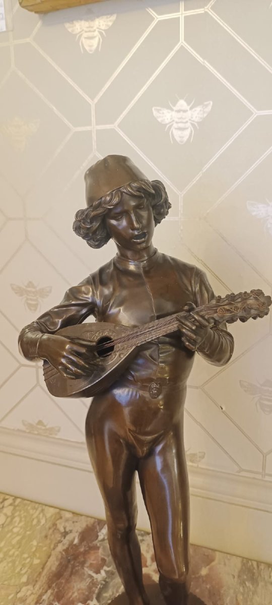 Bronze Sculpture Le Chanteur Florentin - Paul Dubois (1827-1905) Barbedienne-photo-3