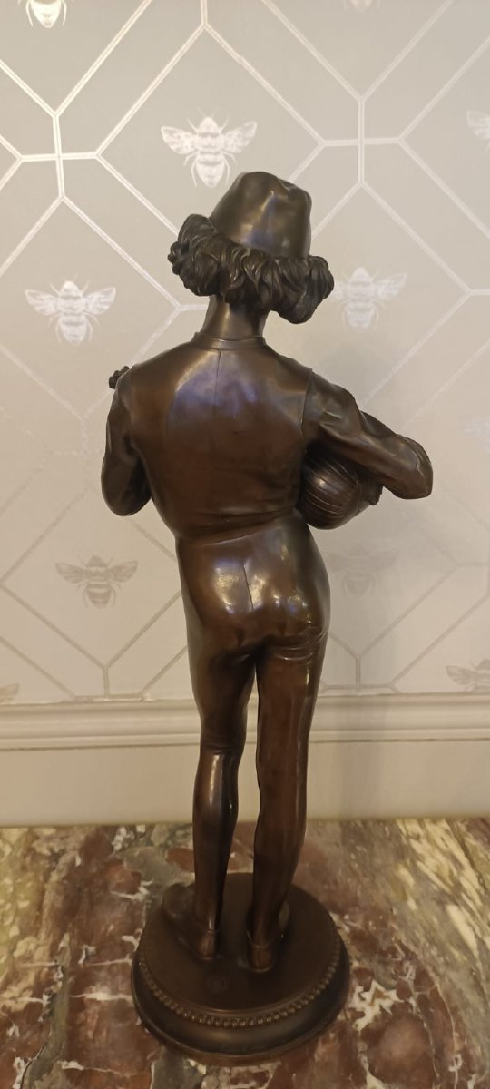 Bronze Sculpture Le Chanteur Florentin - Paul Dubois (1827-1905) Barbedienne-photo-2