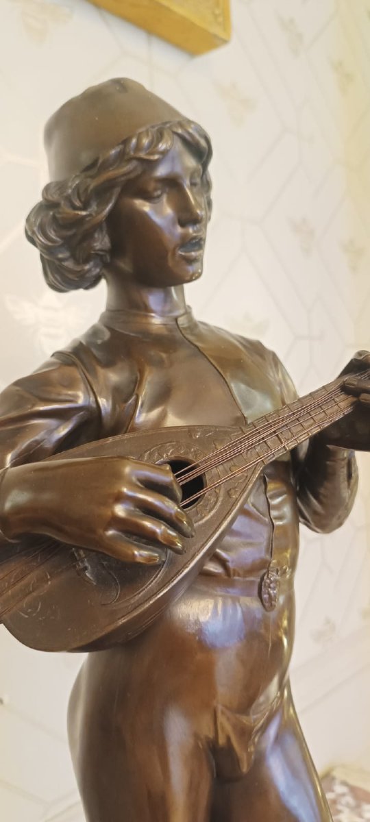 Bronze Sculpture Le Chanteur Florentin - Paul Dubois (1827-1905) Barbedienne-photo-4