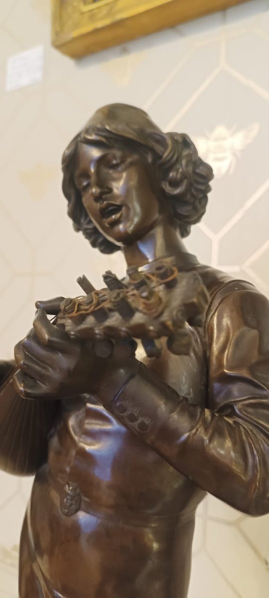 Bronze Sculpture Le Chanteur Florentin - Paul Dubois (1827-1905) Barbedienne-photo-5