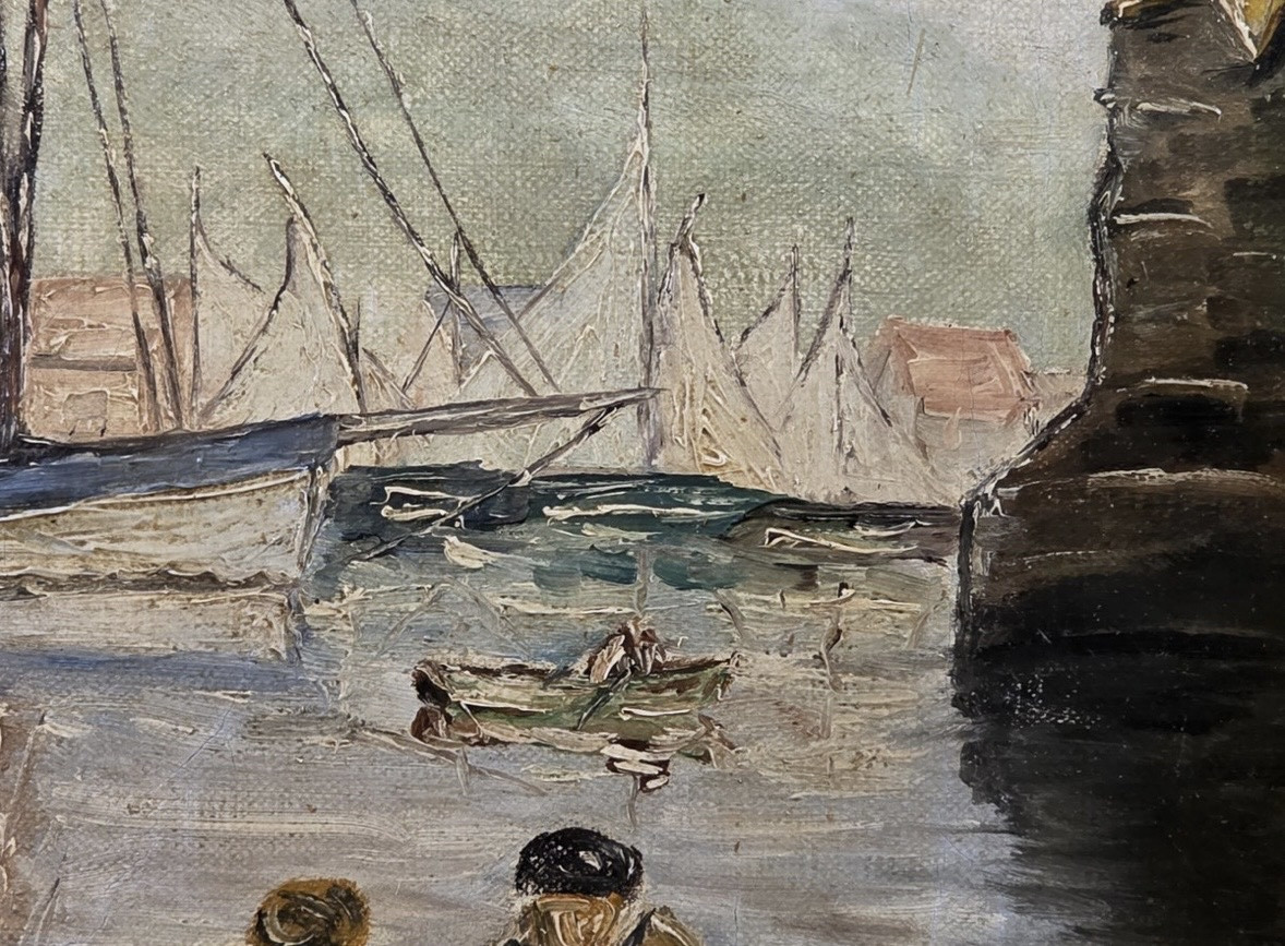 The Bay Of Concarneau, Brittany. Early 20th Century Oil On Canvas Signed A. Privat ?-photo-2