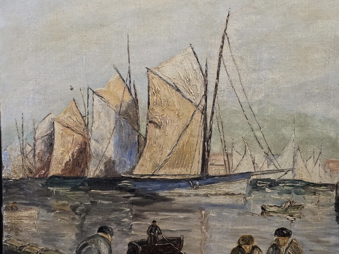 The Bay Of Concarneau, Brittany. Early 20th Century Oil On Canvas Signed A. Privat ?-photo-3