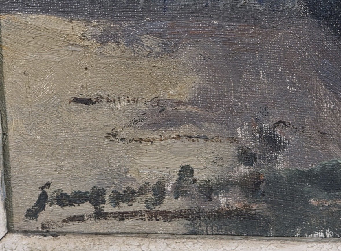 Jacques HERVÉ ( 1905 - 1942) Tableau Huile - vue de Douarneney Bretagne -photo-3