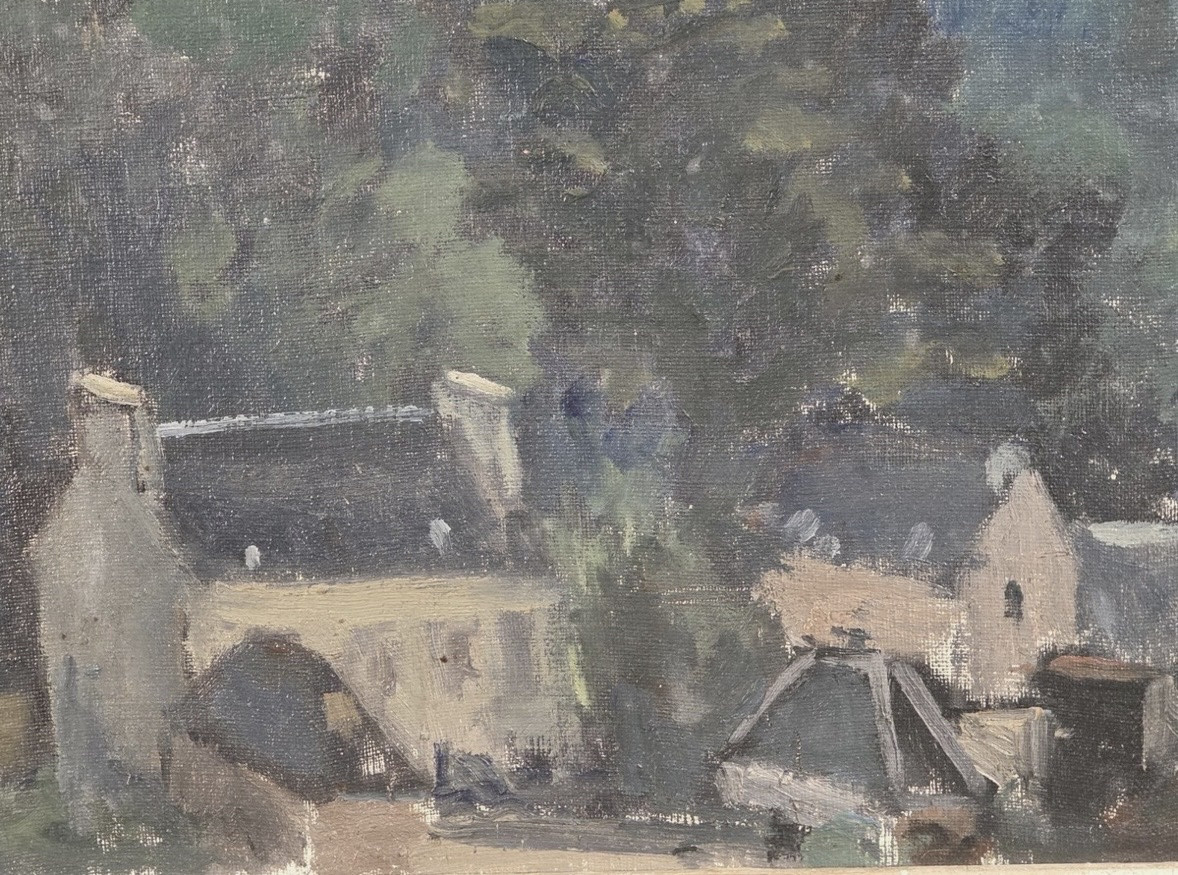 Jacques HERVÉ ( 1905 - 1942) Tableau Huile - vue de Douarneney Bretagne -photo-2