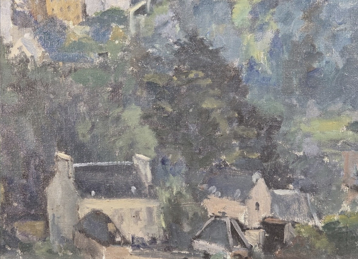 Jacques HERVÉ ( 1905 - 1942) Tableau Huile - vue de Douarneney Bretagne -photo-3