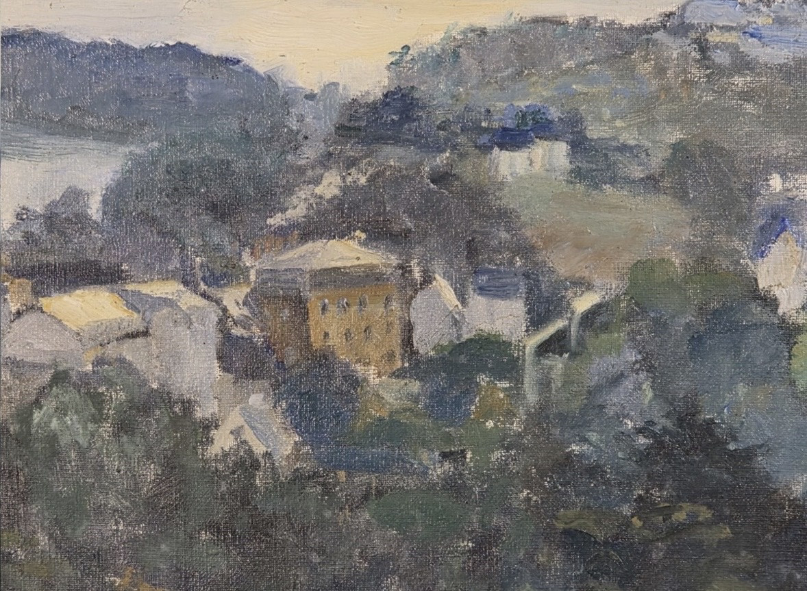 Jacques HERVÉ ( 1905 - 1942) Tableau Huile - vue de Douarneney Bretagne -photo-4