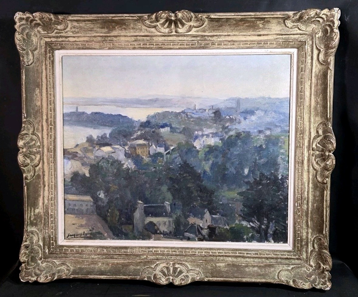 Jacques HERVÉ ( 1905 - 1942) Tableau Huile - vue de Douarneney Bretagne 