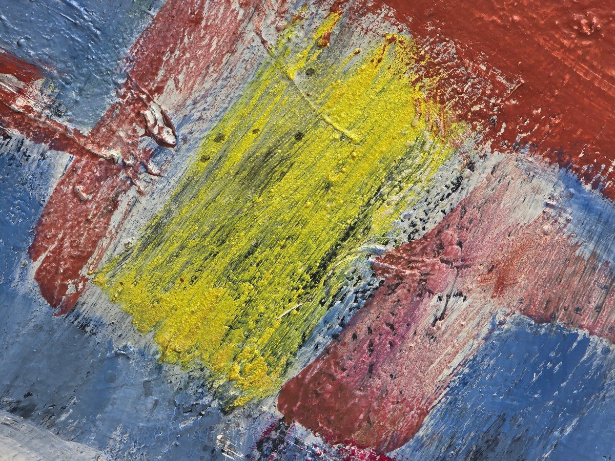 Tableau huile abstrait signé Gérard Schneider XXème-photo-2