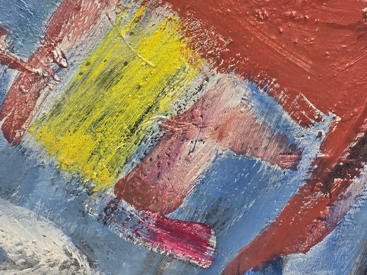 Tableau huile abstrait signé Gérard Schneider XXème-photo-4