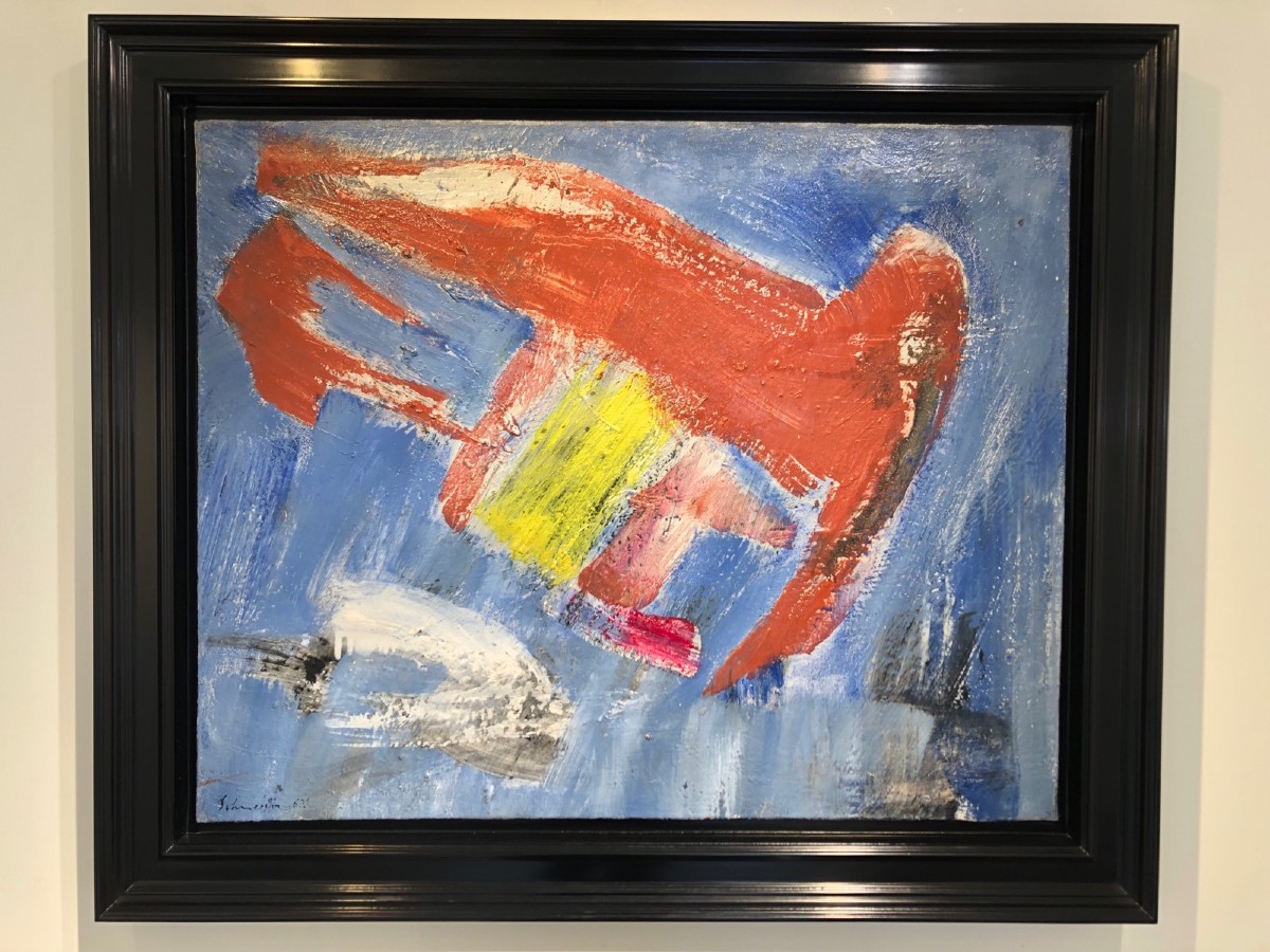 Tableau huile abstrait signé Gérard Schneider XXème