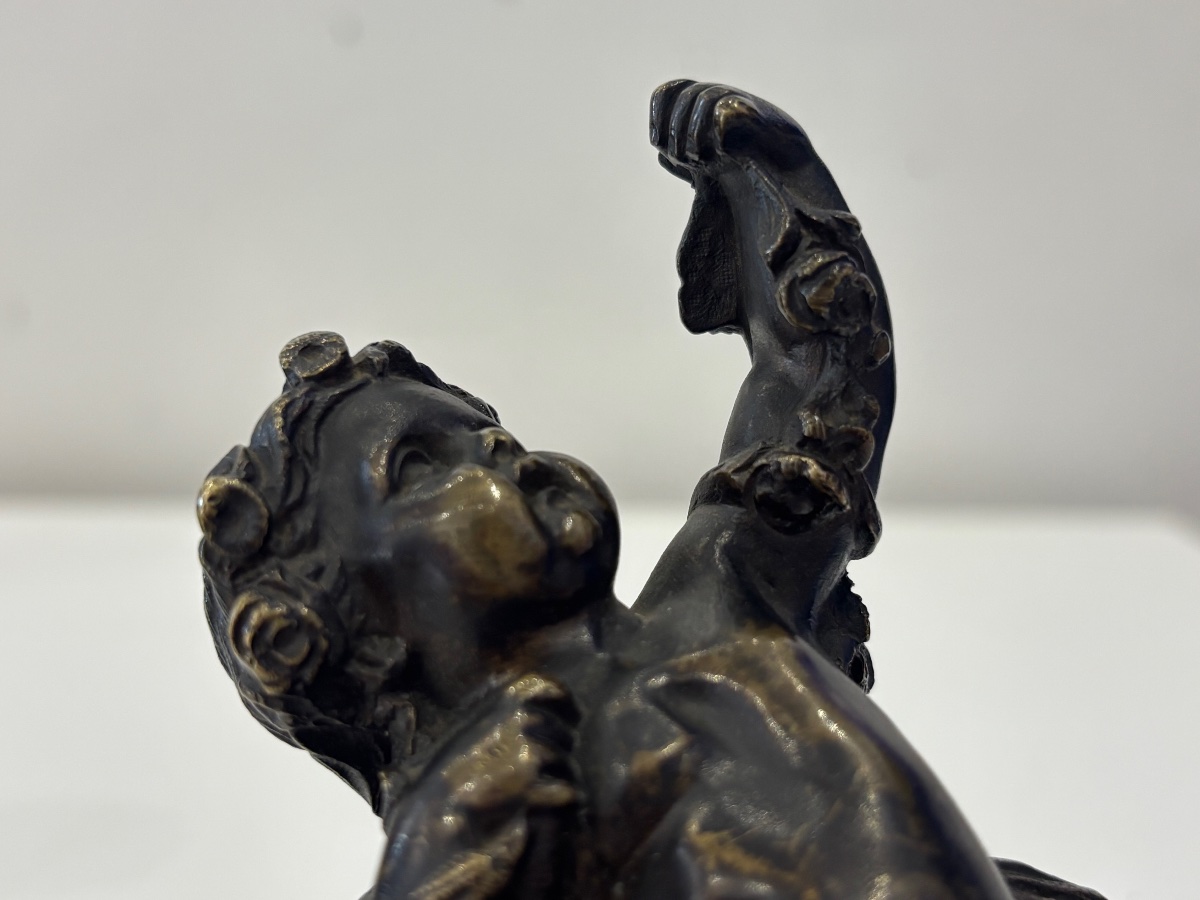 A Charming Pair Of Patinated Bronze Putti—in The Style Of Clodion -photo-2