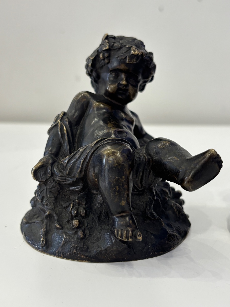A Charming Pair Of Patinated Bronze Putti—in The Style Of Clodion -photo-2
