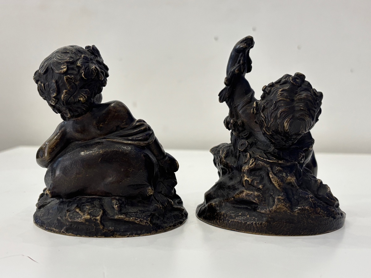A Charming Pair Of Patinated Bronze Putti—in The Style Of Clodion -photo-4